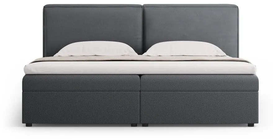 Ciemnoszare łóżko boxspring ze schowkiem 140x200 cm Arendal – Cosmopolitan Design