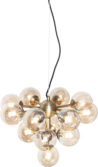 Lampa wisząca brązowa z bursztynowym szkłem 13-świateł - Bianca