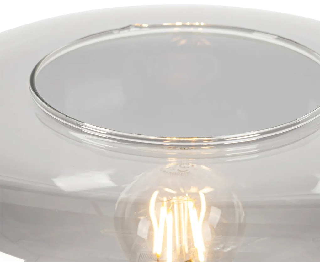 Lampa stojąca art deco czarna z przydymionym szkłem - Bizle ArtDeco Oswietlenie wewnetrzne