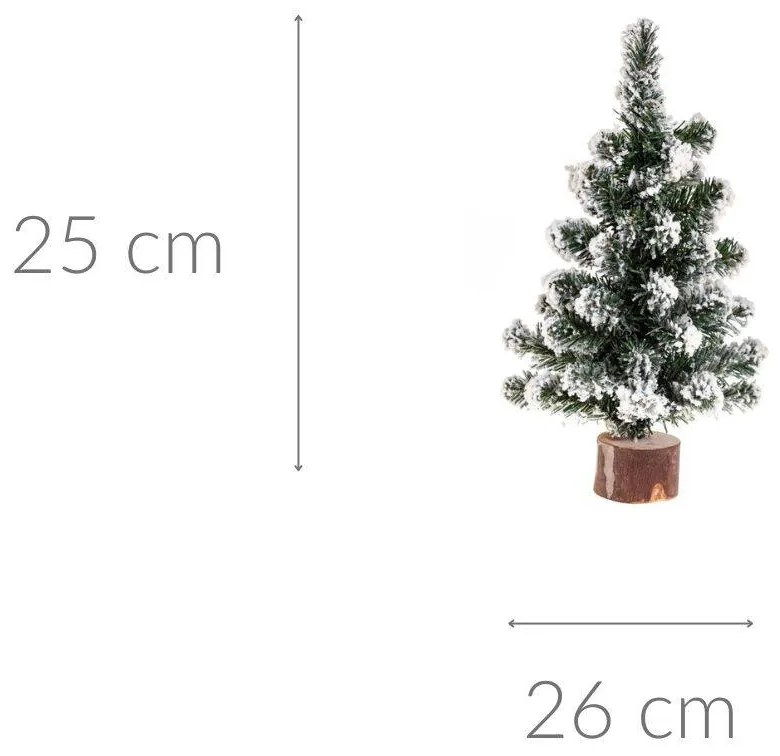 Choinka stroik z ośnieżonymi gałązkami, 25 cm