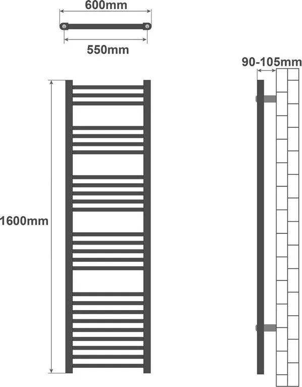 Grzejnik łazienkowy 1600 x 600 mm, biały