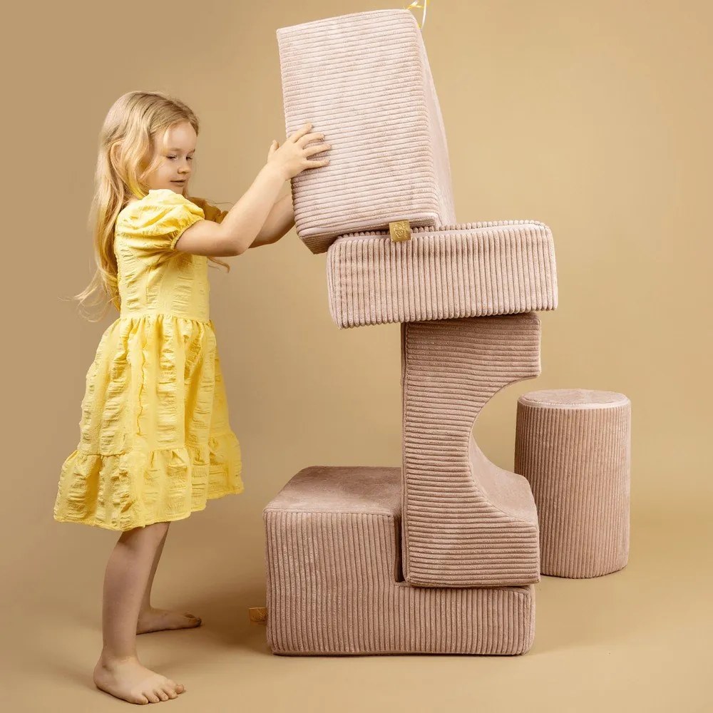 Różowy sztruksowy piankowy plac zabaw 4 szt. wysokość 30 cm 45x170 cm Montessori – Meowbaby