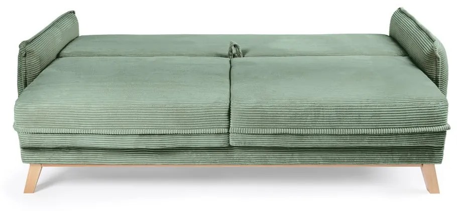 Jasnozielona sztruksowa rozkładana sofa 218 cm Tori – Bonami Selection