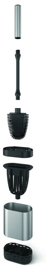 Ciemnoszara szczotka do WC ze stali nierdzewnej Cleany – Metaltex