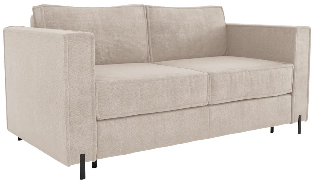 Kanapa 4-osobowa rozkładana typu express z beżową teksturowaną tapicerką - Miejsce do spania 160 cm - Materac 20 cm - ELORYA