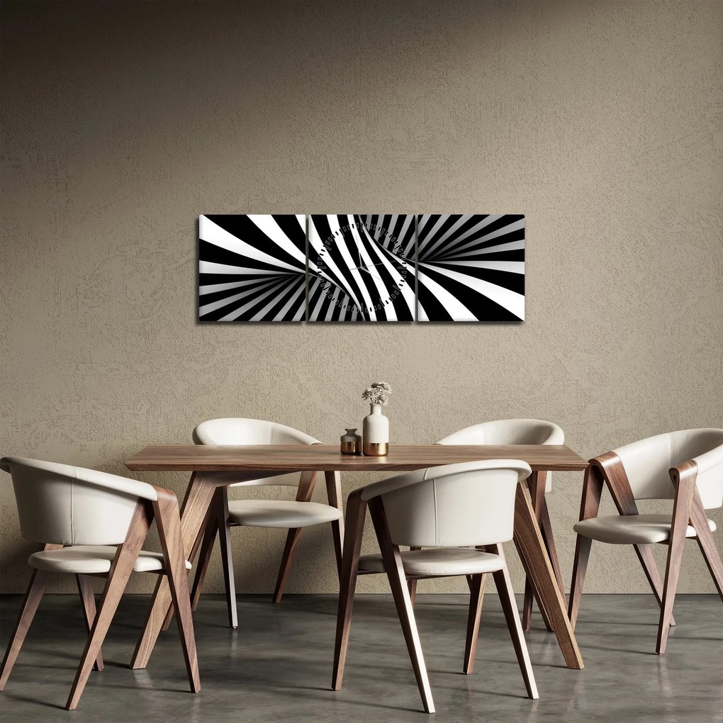 Abstrakcyjny obraz z paskami zebry (z zegarem) (90x30 cm)
