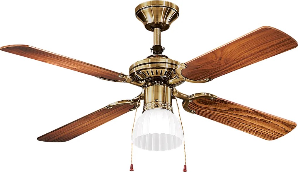 Wentylator sufitowy Perenz 7064 OB Dark Walnut z oświetleniem, Ø105 cm, 4 łopatki, 3 prędkości, silnik AC 50 W, gniazdo E27