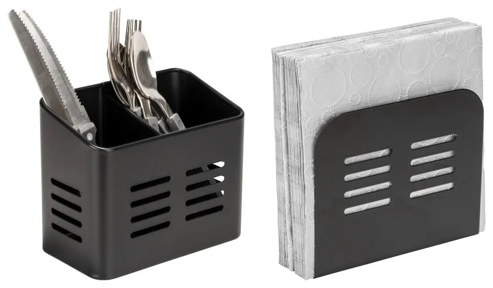 Metalowe stojaki na sztućce i serwetki zestaw 2 szt. Black Outdoor Kitchen Baco – Wenko