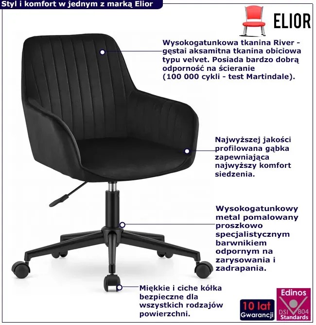 Krzesło obrotowe welurowe czarne Z7-T05