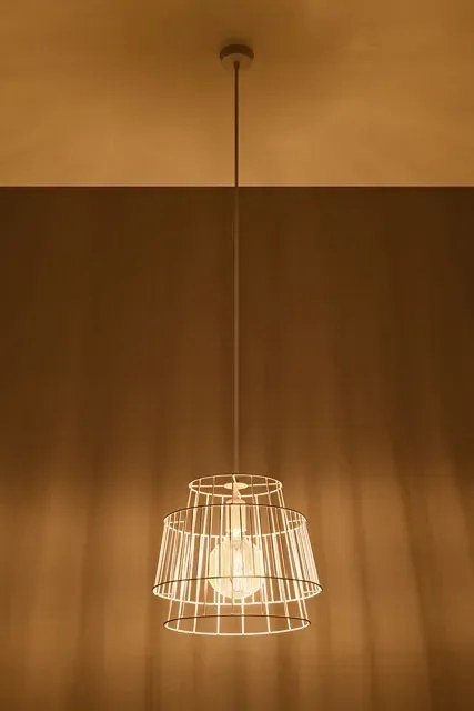Biała industrialna lampa wisząca druciana - EX582 A9-K61
