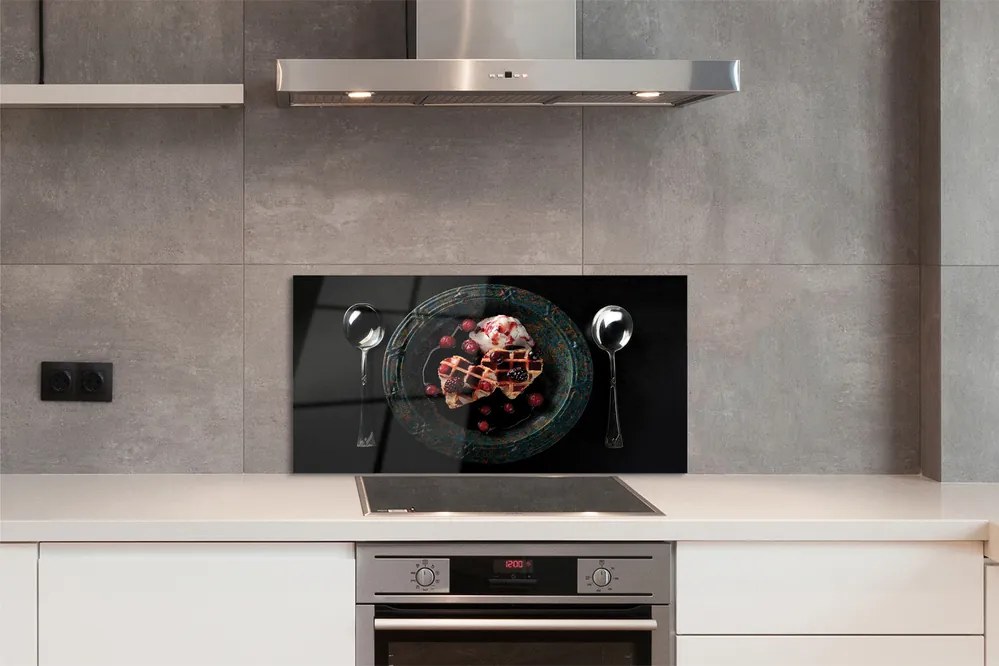 Szklany Panel Gofrowe Serca z Lodami