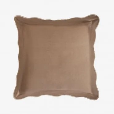 Kwadratowa Poduszka 45x45 Cm Z Bawełny Kovey Beżowa Tapioka – Brązowy Pralinowy - Sklum