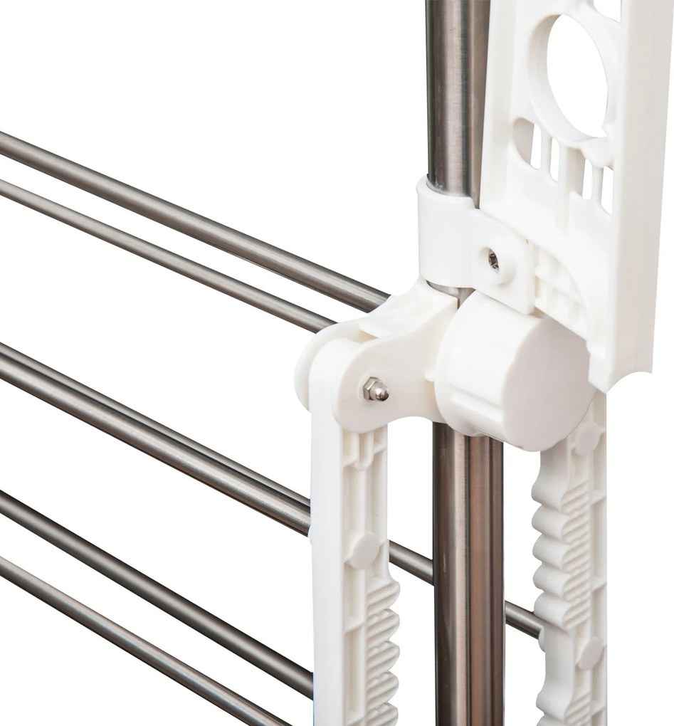 HOMCOM Suszarka na pranie składana z kółkami 3 poziomy regulowana wieszak na ubrania 80-142x55x152 cm | Aosom PL