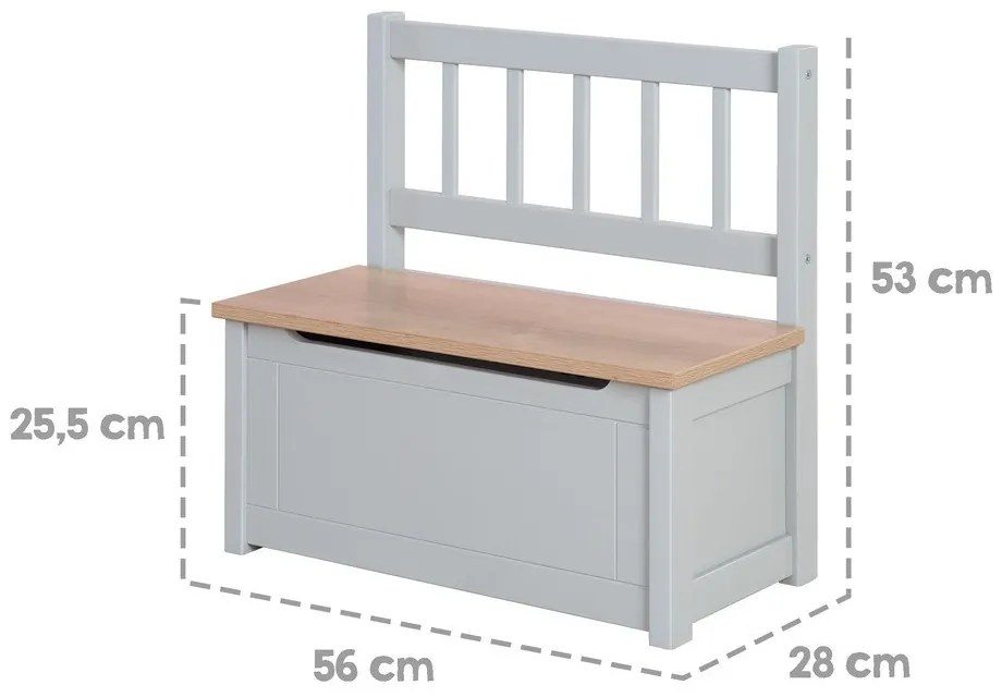 Szarobrązowa ławka dziecięca Woody – Roba