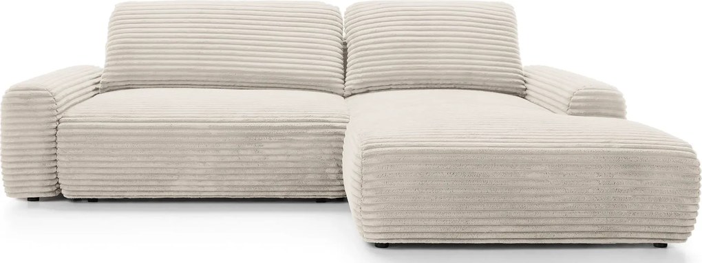 Kremowa sztruksowa kanapa narożna z pojemnikiem P7-D10