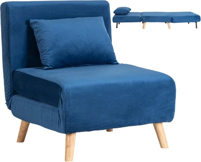 Fotel Rozkładany Leżanka Wypoczynkowy MARRY do Spania Granatowy