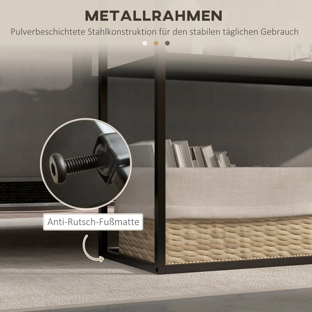 HOMCOM Stolik konsolowy z 2 poziomami Czarny elegancki i praktyczny stół 90x30x75cm Idealny do każdego wnętrza | Aosom PL