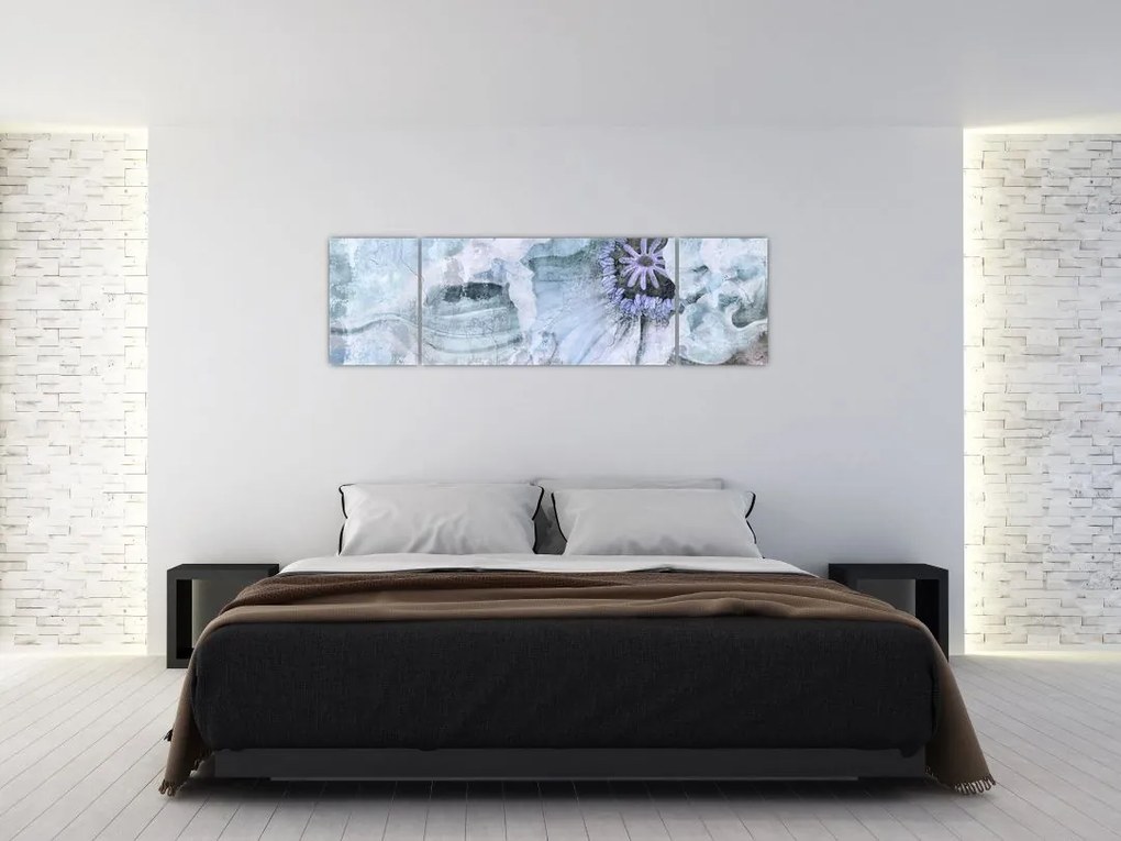 Obraz - Kwiatowy fresk na ceglanej ścianie (170x50 cm)
