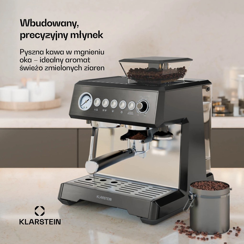 Klarstein GrandPresso 1350W 20bar Ekspres Kolbowy Czarny