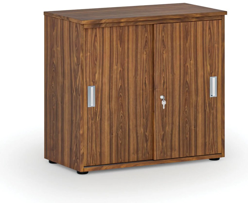 Szafa biurowa z drzwiami przesuwnymi PRIMO WOOD, 800 x 420 x 740 mm, orzech