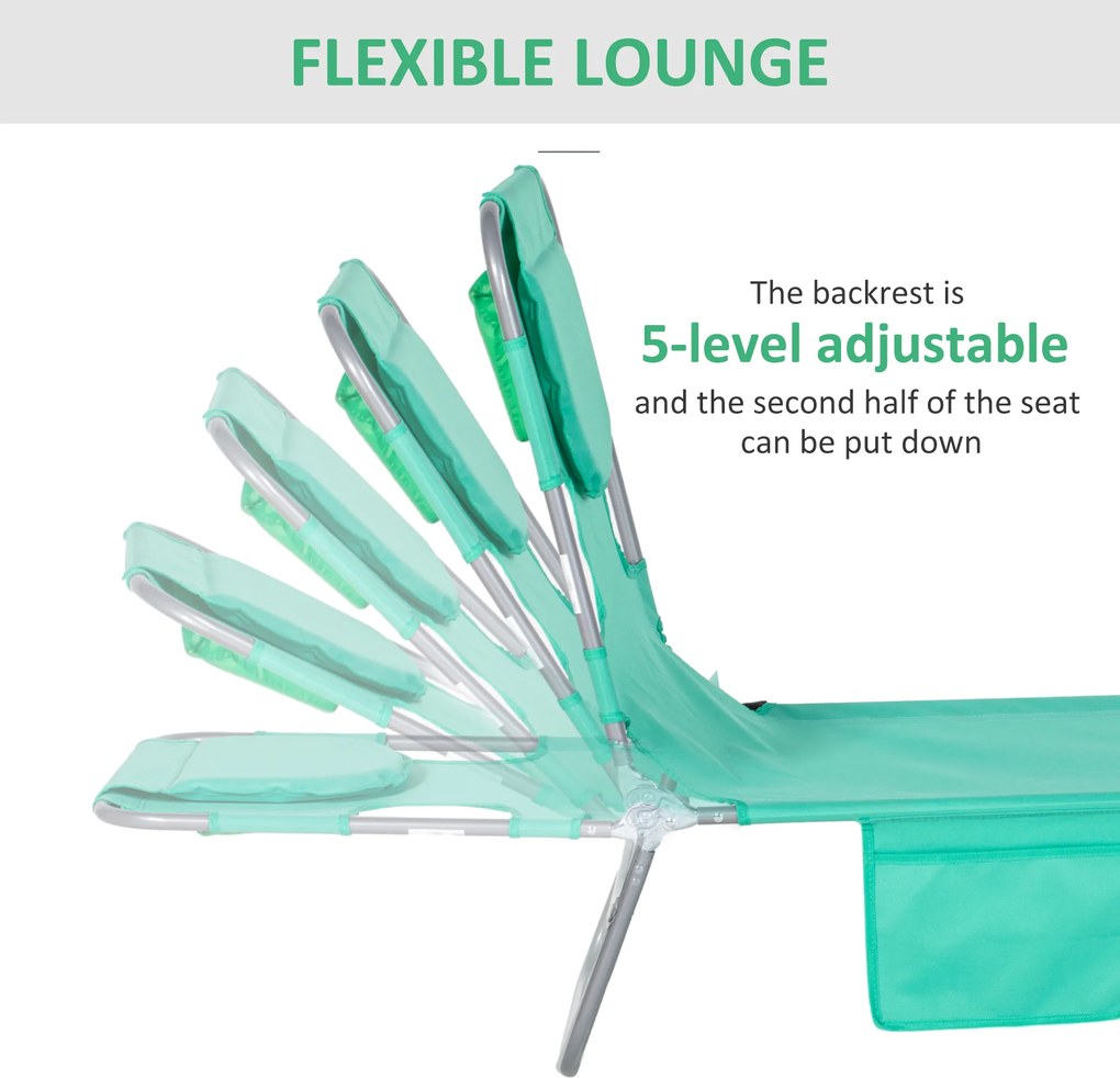 Outsunny Leżanka ogrodowa z wyściełanym otworem na twarz, leżak do masażu na zewnątrz, boczna kieszeń, tkanina, metal, Zielony