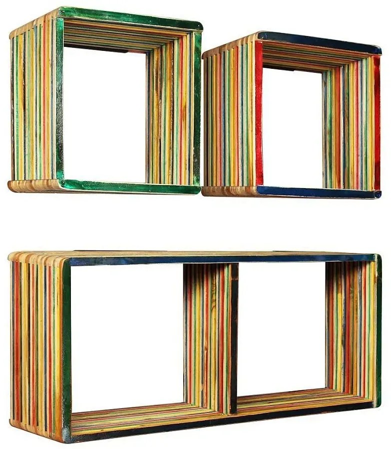 Zestaw modułowych półek ściennych z drewna odzyskanego Z5-Z01