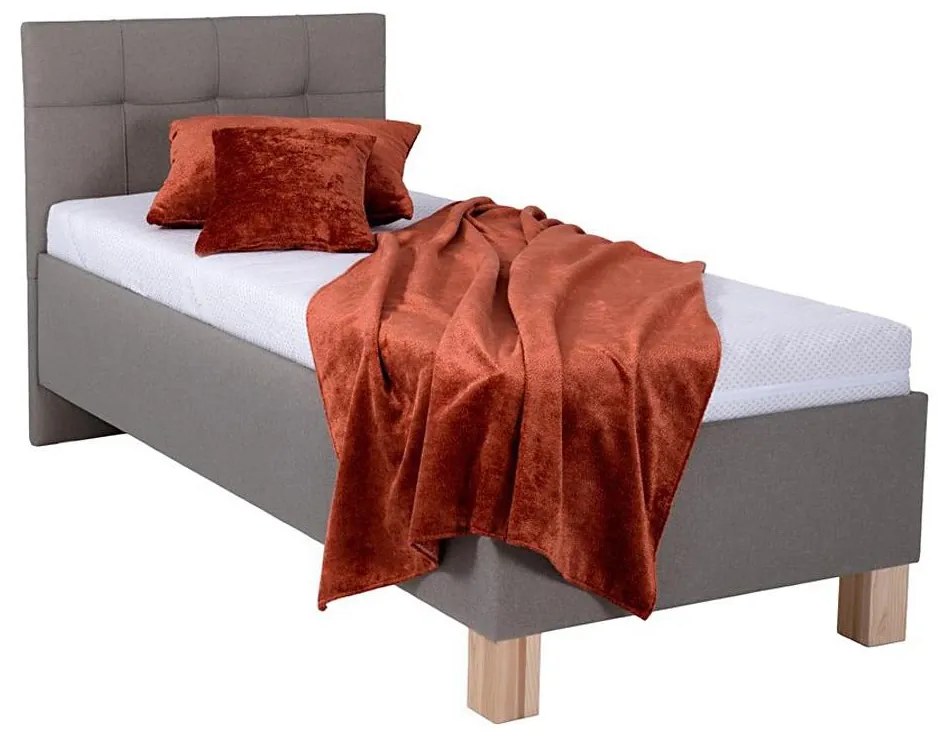 Tapicerowane łóżko z pojemnikiem bez materaca MARIA ONE 90x200 cm taupe