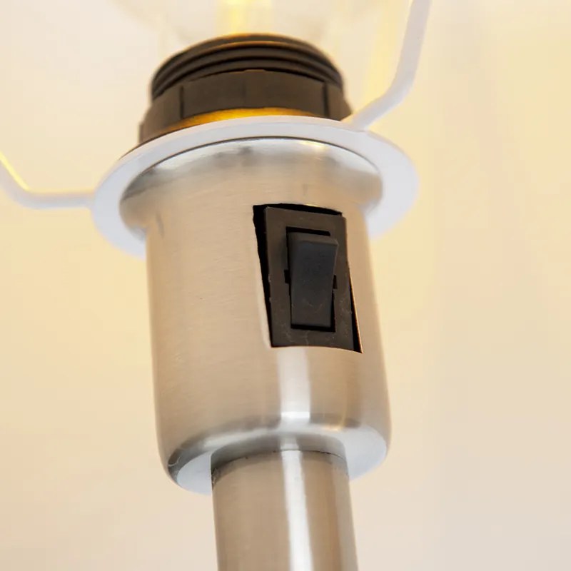 Klasyczna lampa stojąca stalowa z białym kloszem i lampką do czytania - Retro klasyczny/Antyczny Oswietlenie wewnetrzne