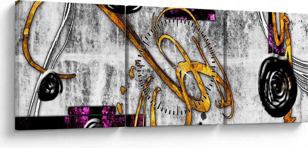 Obraz abstrakcji (z zegarem) (90x30 cm)
