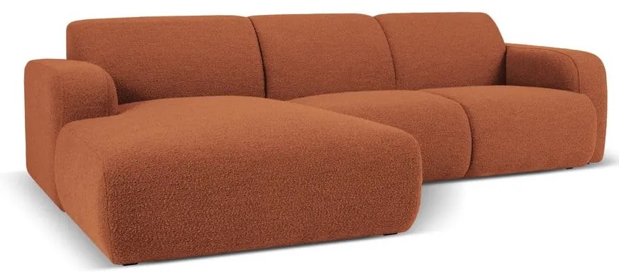 Brązowy narożnik z materiału bouclé (lewostronny) Molino – Micadoni Home