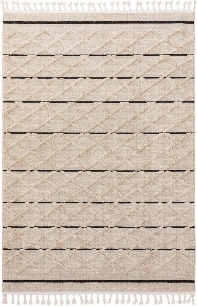 Beżowy dywan Oyo D z czarnymi elementami