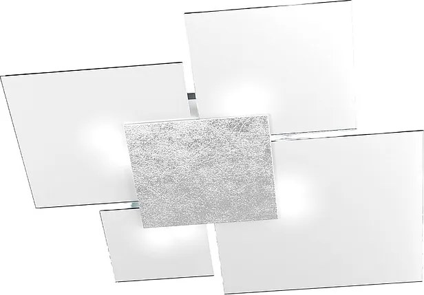 Lampa sufitowa prostokątna Toplight Upgrade, 4 światła, oprawka GX53, konstrukcja srebrno-biała, nowoczesny design, 91x86x15 cm