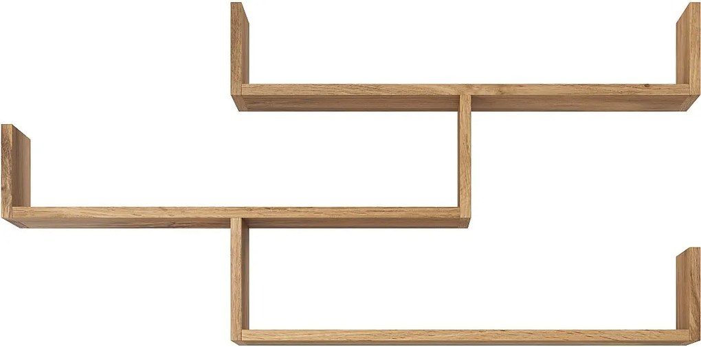 Trzypoziomowa półka wisząca, nowoczesna półka ścienna do salonu, 119 cm dąb wotan