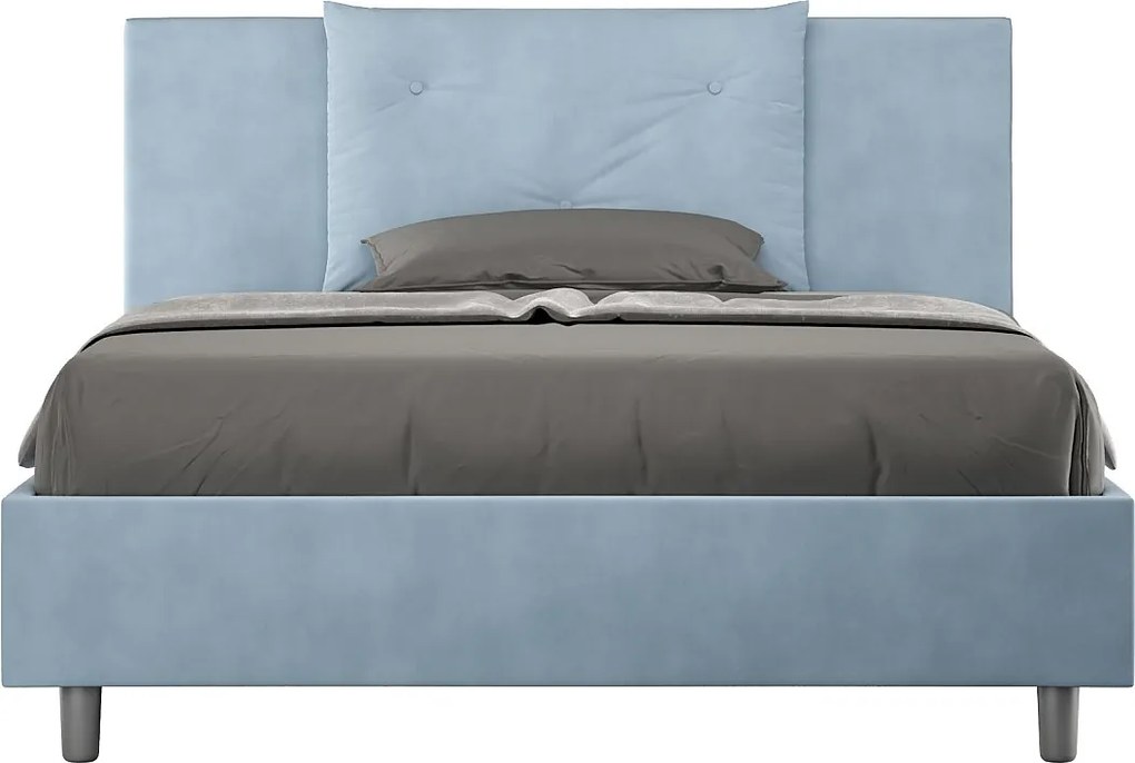 Łóżko bez stelaża tapicerowane 140x190 microfibra błękitny Appia