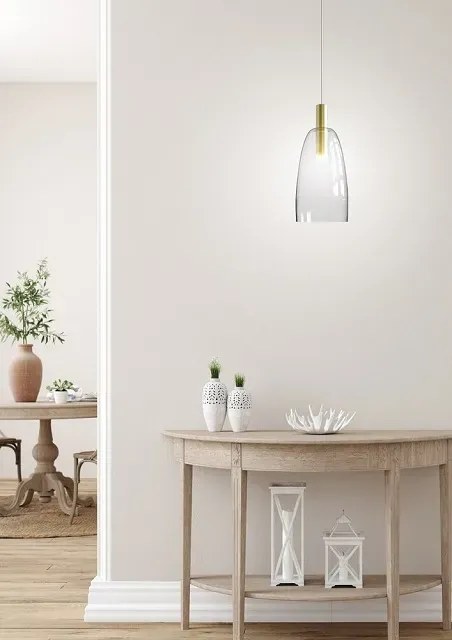 Złota lampa wisząca LED ze szklanym kloszem - V027 L0-W29