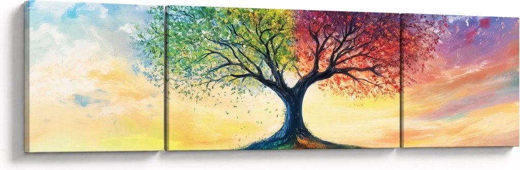 Obraz – Malowane drzewo czterech pór roku (170x50 cm)