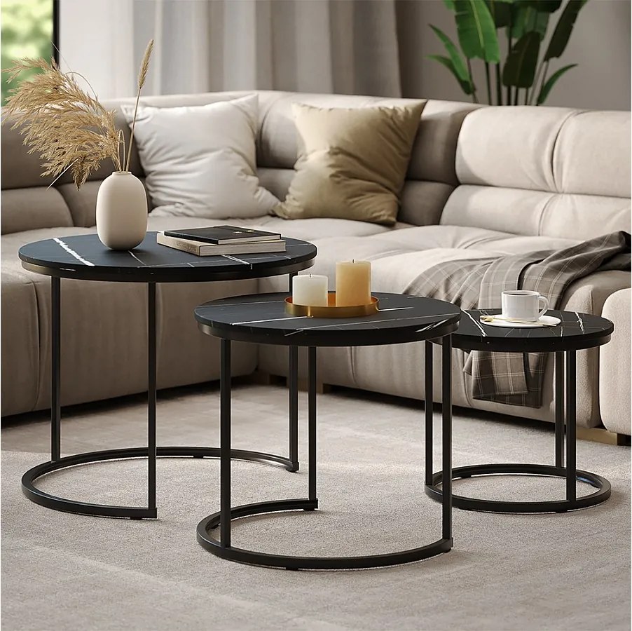 Zestaw stolików kawowych czarny marmur 55x55x44.5 montreal