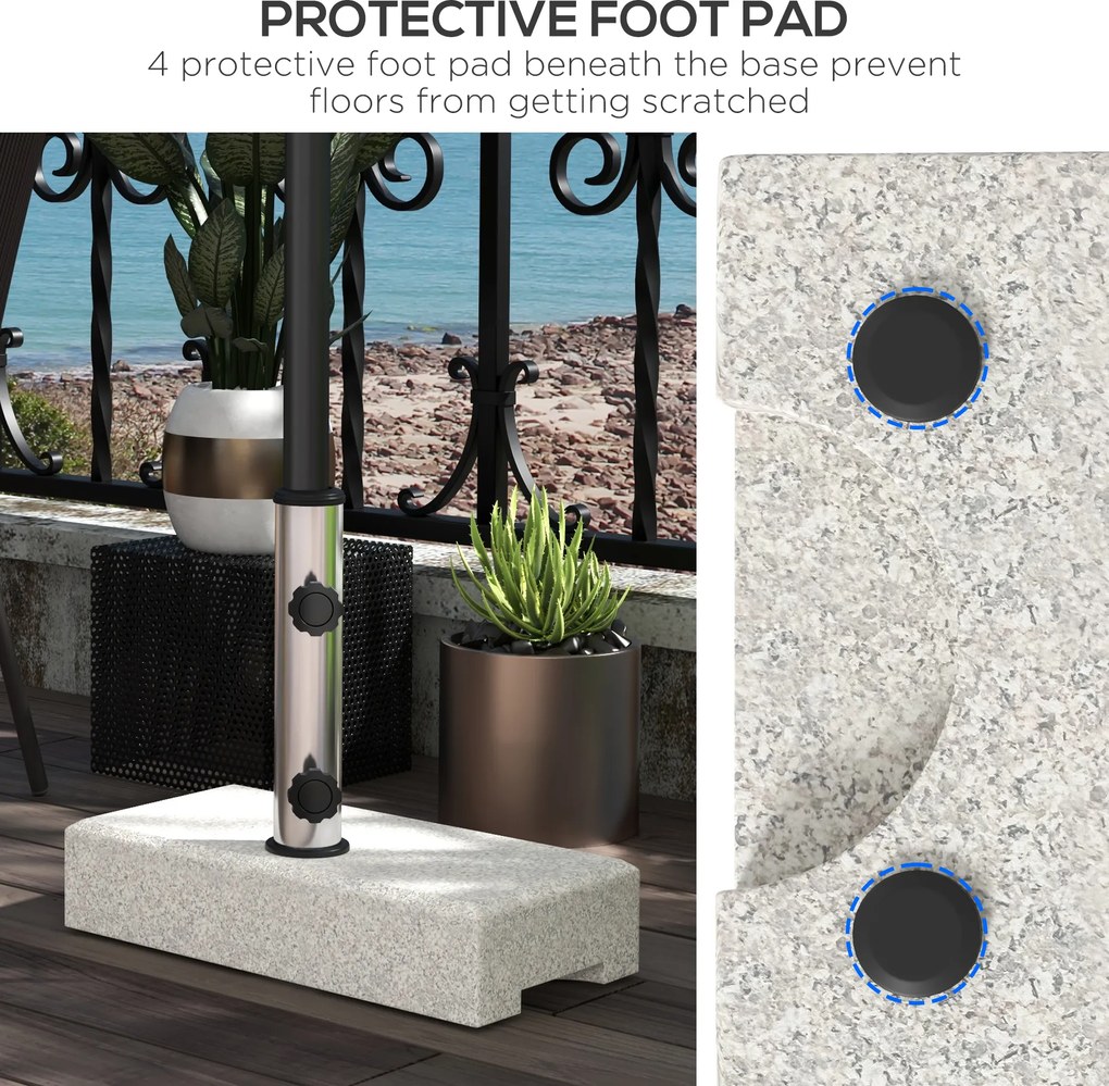 Outsunny Podstawa pod parasol 25 kg, stojak parasolowy z granitu, na maszty parasoli Ø32/38/48 mm, Szary