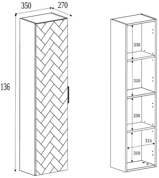 Biały wiszący słupek łazienkowy C3-C58