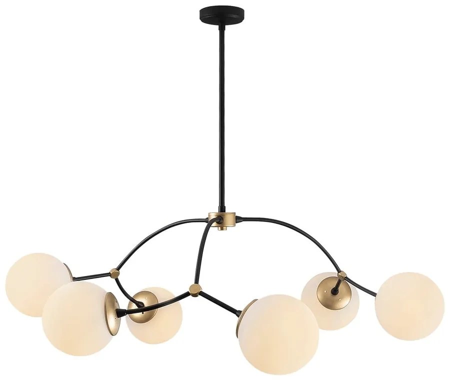 Biało-czarna lampa wisząca ze szklanym kloszem ø 90 cm Kromozom – Opviq lights