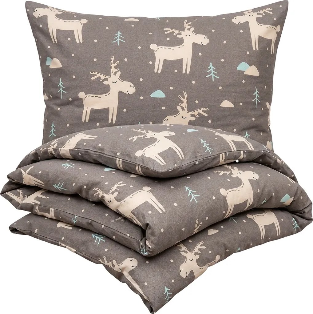 4Home Pościel flanelowa Happy reindeer, 220 x 200 cm, 2 szt. 70 x 90 cm
