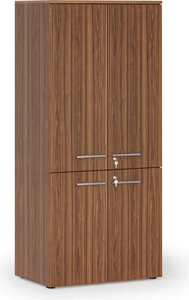 Szafa biurowa pół-drzwi PRIMO WOOD, 800 x 500 x 1781 mm, orzech