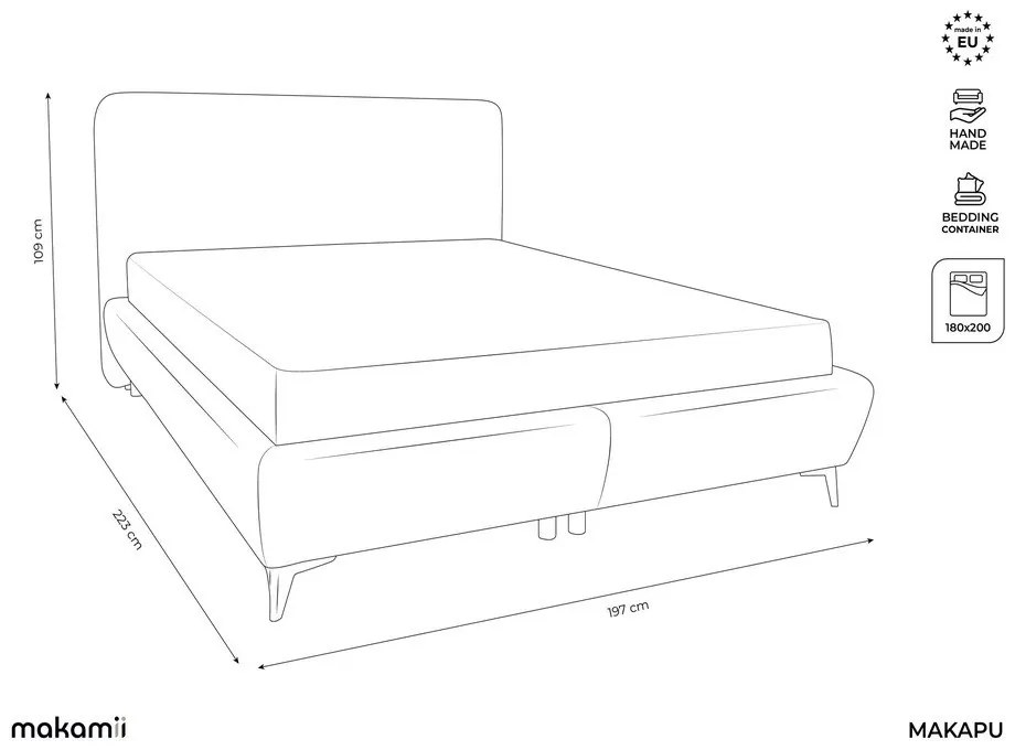 Tapicerowane łóżko dwuosobowe ze stelażem i schowkiem 180x200 cm w kolorze terakoty Makapu – Makamii
