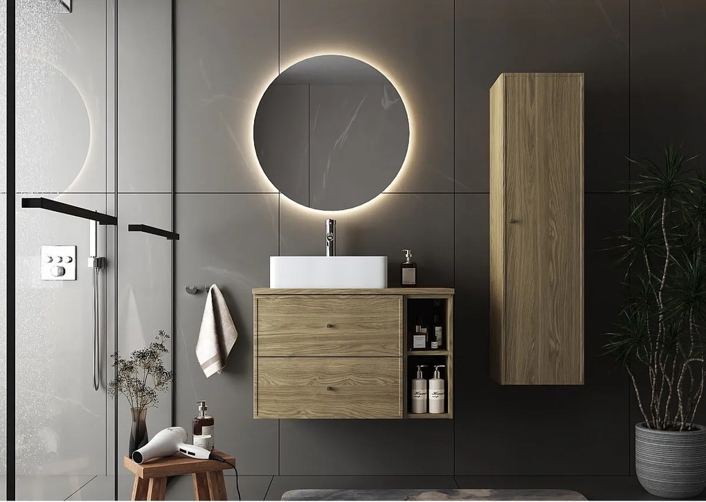 Szafka do Łazienki Słupek Wysoki 1 Drzwi Dąb Olejowany Marco