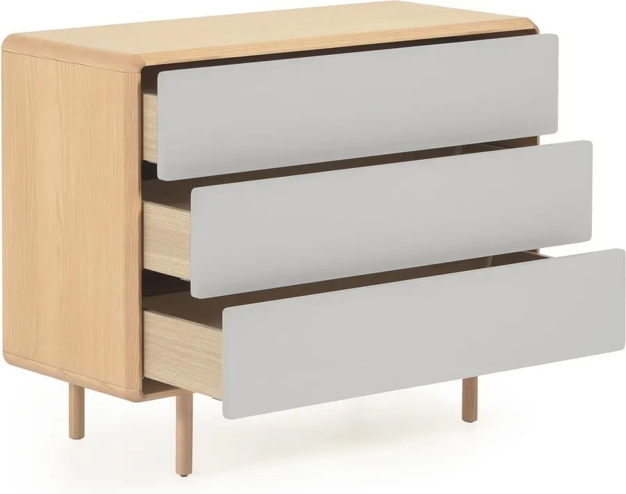 Szaro-naturalna komoda w dekorze jesionu 99x78,5x42 cm Anielle – Kave Home