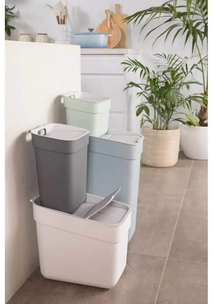 Ciemnoszary kosz na śmieci do segregacji odpadów z plastiku z recyklingu 20 l Ready To Collect – Curver