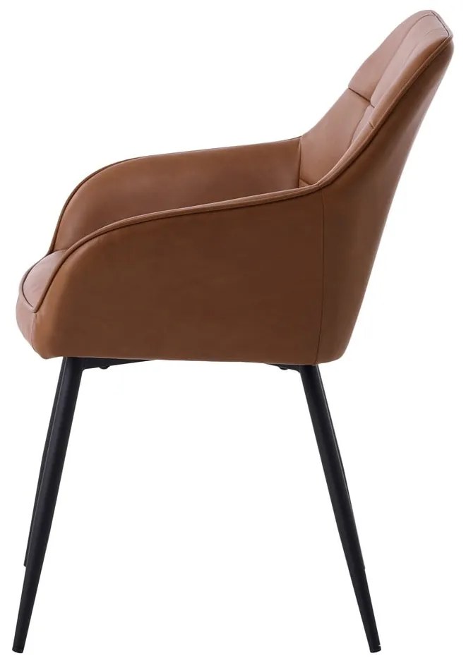 Brązowe krzesła z imitacji skóry z podłokietnikami zestaw 2 szt. Nolan Square – Unique Furniture