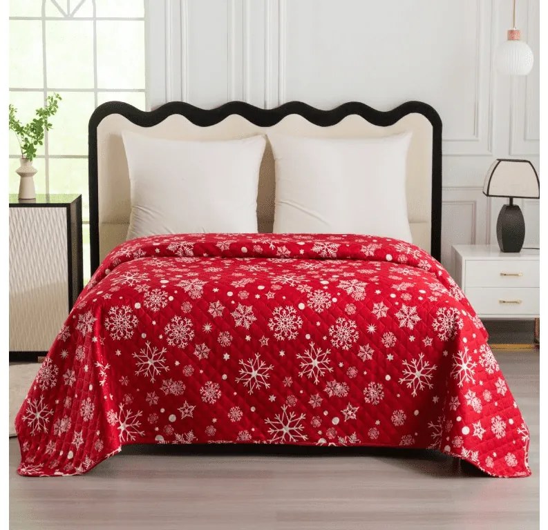 Narzuta na łóżko SNOWFALL, czerwona Rozmiar: 220 x 240 cm