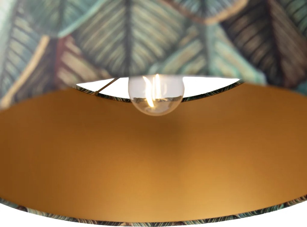 Lampa wisząca czarna z kloszem w liście i złotym wnętrzem 35 cm - Cava