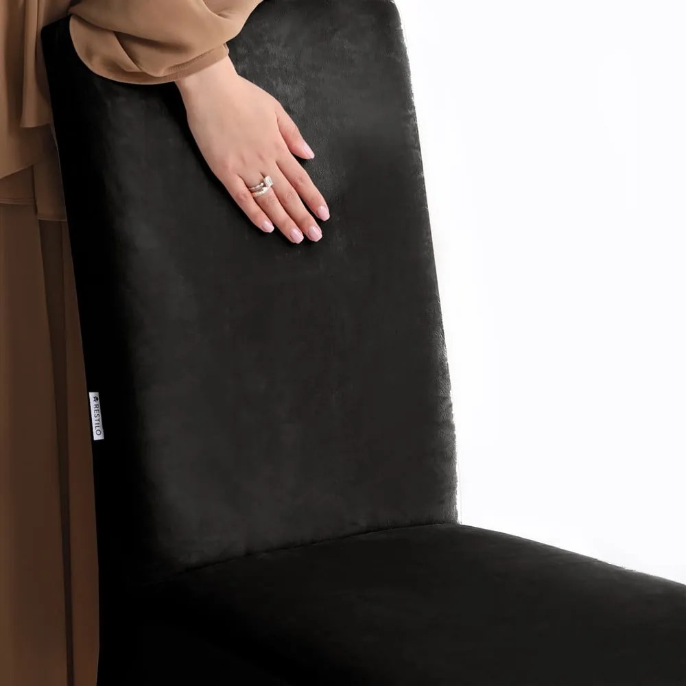 Czarne elastyczne pokrowce na krzesło zestaw 4 szt. 48 cm Sento – Restilo
